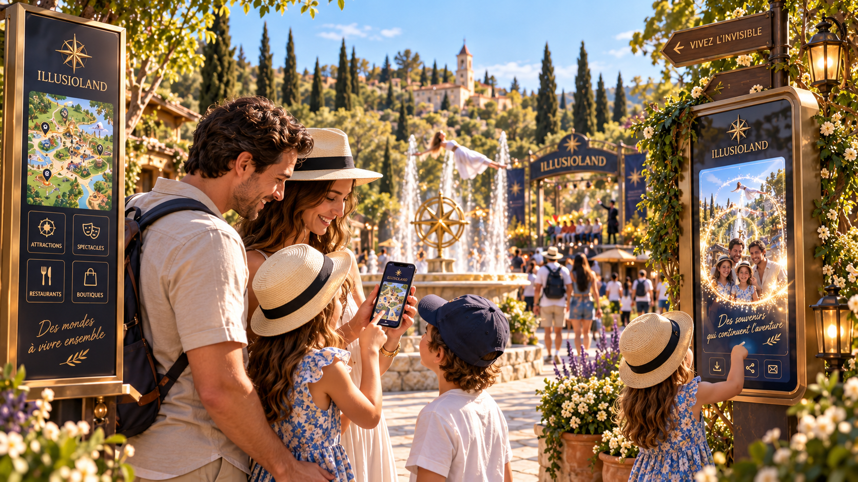 Famille dans le parc Illusioland